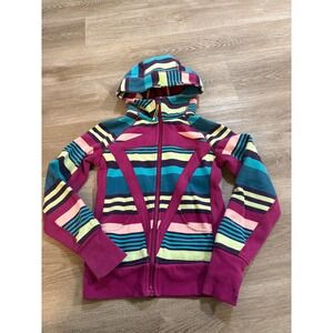 Ivivva Scuba full Zip Jacket Multicolor Stripe Full‎ Zip Thumbholes Size 12